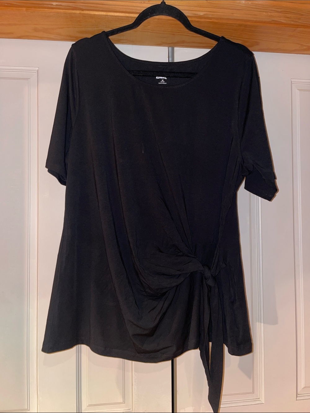 Lands' End Black Short-Sleeve Side-Tie Tee
